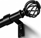 Curtain Rods for Windows 48-90 Inch(4-7.5Ft), Matte Black Decorative Curtain Rod Adjustable, Heavy Duty 1 Inch Drapery Rod for Living Room Bedroom Kitchen