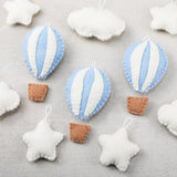 Poen 10 Pcs Star Hot Air Balloon and Cloud Nursery Decor Western Wall Decor for Bedroom Mini Felt Clouds Stars Hot Air Balloon Nursery Felt Wall for Kids Baby Bedroom(Blue)