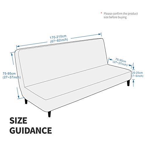 MAXIJIN Velvet Futon Cover Full Size Stretch Futon Mattress Cover Thick Soft Armless Sofa Bed Slipcover Plush Couch Furniture Protector with Elastic Bottom, Machine Washable (Gray)