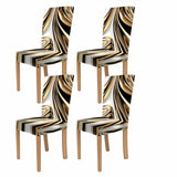 FOREVER QUEEN Black Gold Chair Covers Set of 4, Flower Design Stretch Dining Chair Slipcovers Washable Universal Seat Protectors for Kitchen, Banquet, Party