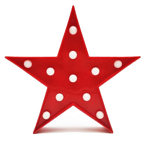 Patriotic Independence Day Red Star Decoration, Marquee Light LED Star Sign Tabletop Decor for USA Celebrations