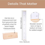 Growth Chart for Wall | Kids Height Chart Canvas Ruler with Wooden Storage Box | Waterproof Measuring Chart | Nursery Decor & Baby Shower Gift