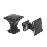 Ivilon Decorative Window Curtain Rod - Carved Square Finials, 1 1/8 in Rod, 48 to 86 in. Black