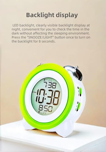 Super Loud Alarm Clock, Twin Bell Battery Operated with Snooze Function, Silent Mode, Backlight Display, Date and Week Calendar, Retro Ringing Design, Suitable for Home Office (Red)