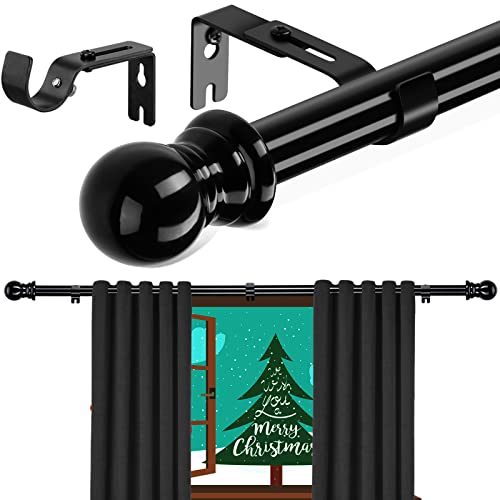 Black Curtain Rod - 1 Inch Curtain Rods for Windows 26 to 40 Inch - Heavy Duty Small Window Curtains Rod and Bracket Set with Treatment Hardware for Drapes Bedroom Door