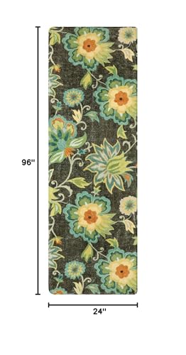 Lahome Floral Kitchen Runner Rug- 2x8 Runners for Hallways Non-Slip Washable Rug Runner Throw Low-Pile Entryway Laundry Runner Rugs Soft Green Paisley Print Carpet Runner for Bedroom Living Room