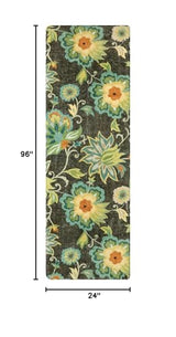 Lahome Floral Kitchen Runner Rug- 2x8 Runners for Hallways Non-Slip Washable Rug Runner Throw Low-Pile Entryway Laundry Runner Rugs Soft Green Paisley Print Carpet Runner for Bedroom Living Room