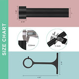 Matte Black Curtain Rods for Windows 48 to 86 Inch, 1-Inch Adjustable Drapery Rods with Aluminum End Cap and Brackets for Room Divider, Bedroom, Living room, Kitchen, Bathroom Etc