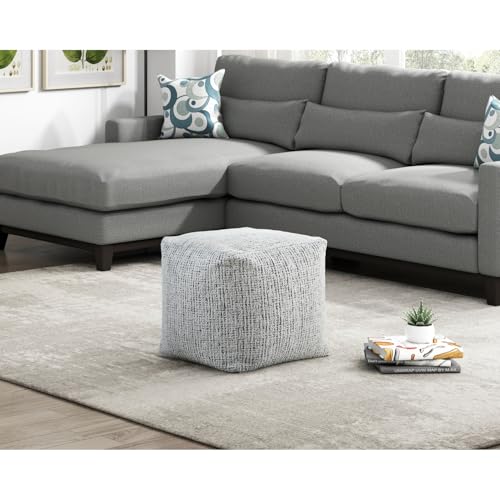 Square Pouf Chenille Fabric Upholstery, Modern Ottoman, Footstool, Non-Slip Floor Pouf, 1pc Sitting Pouf