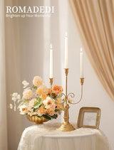 Romadedi Candelabra Gold Candlestick Holders, 15.7 in