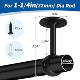 TOKPLNU Curtain Rod Brackets, Ceiling Heavy Duty Holders, Black 4 Pack Hooks Hangers for 1 1/4-Inch Drape Poles