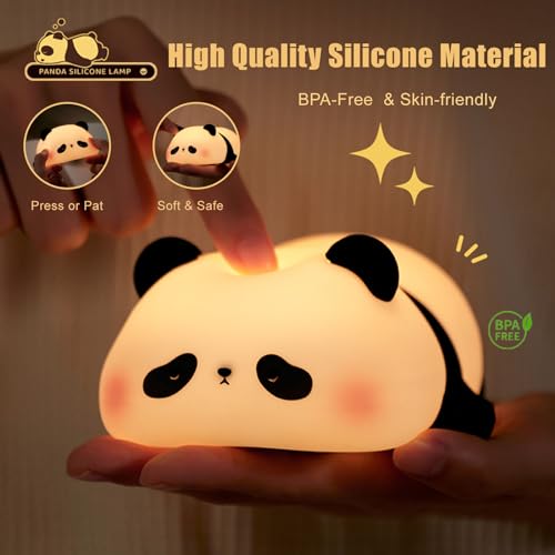 Panda Night Light for Kids, Cute Panda Lamp Silicone Nursery Night Light Bedroom Nightlights USB Rechargeable Bedside Lamp for Baby Children Toddlers Women Teen Girls Breastfeeding Gift
