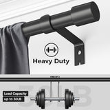 2 Pack Curtain Rods for Windows 28 to 48, 1 Inch Black Curtain Rod Adjustable, Heavy Duty Curtains Rods Modern Style for Bedroom/Living Room/Kitchen, 32"-60"