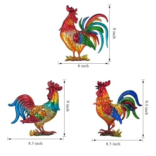 Tuokiuhn Rooster Metal Wall Art Decor Rooster Kitchen Decor Chicken Decor Living Room Bedroom Farmhouse Cabin Country Hanging Decorations Outdoor Garden Fence Art.