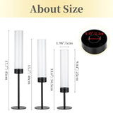 Hewory Black Hurricane Candle Holders: 12 PCS Tall Taper Candlestick Candle Holders Bulk for Candlesticks Candle Sticks Holder Decor for Table Centerpiece Wedding Party Christmas Decorations