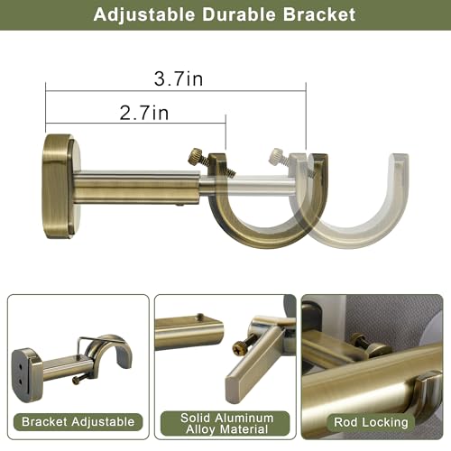 1 1/8 Inch Diameter Curtain Rods 144 to 240 Inches(12-20ft), Telescoping Heavy Duty Large Drapery Rod with Adjustable Aluminum Alloy Bracket, Solid End Caps for Windows Decoration, Antique Bronze