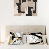 Black White and Gold Pillow Covers, Abstract Black and Gold Pillow Covers 18x18 Set of 2, Modern Boho Home Decor, Black and Gold Decorative Throw Pillows Cover for Couch Living Room Bedroom