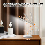 Battery Powered Desk Lamp, Portable Lamps Rechargeable 3 Color Modes Touch Control Stepless Dimming, Wireless Desk Lamp with 2000mAh, Small LED Table Light for Dorm Study Office Bedroom,White