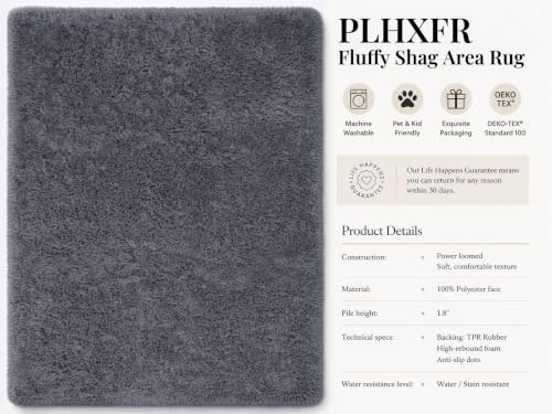 5x7 Area Rugs Living Room: Fluffy Bedroom Rug Shag Carpet Grey