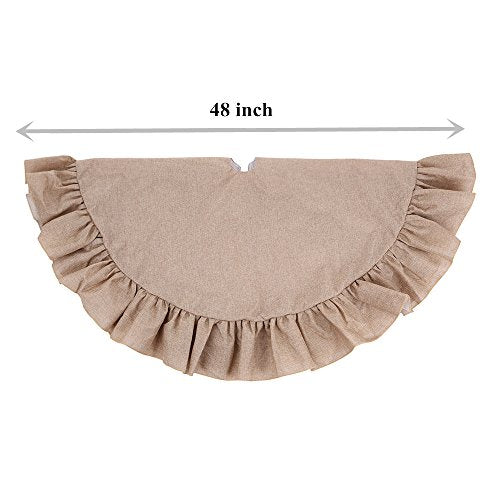 X.Sem 48'' Jute Burlap Christmas Tree Skirt with Ruffled Border Holiday Collection (Original)