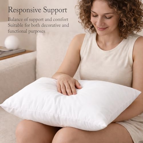 puredown® Euro Pillow Inserts 26 x 26 (Pack of 2, White), Down Feather Pillow Stuffer, Premium White Pillows for Bed, Couch, and Cushion