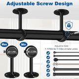 TOKPLNU Curtain Rod Brackets, Ceiling Heavy Duty Holders, Black 4 Pack Hooks Hangers for 1 1/4-Inch Drape Poles