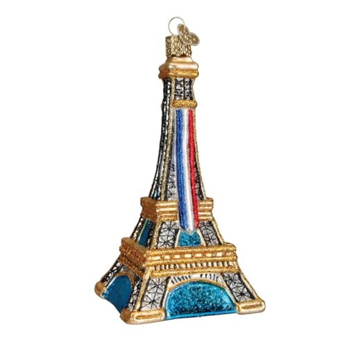 Old World Christmas Eiffel Tower Glass Blown Ornament for Christmas Tree, Handcrafted Holiday Decoration, Landmarks Collection