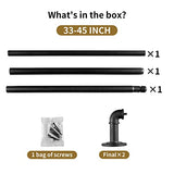 Industrial Curtain Rods for Windows 28 to 48 Inches, Blackout Wrap Around Curtain Rod, for Indoor and Outdoor, 7/8 Inch Diameter, 33 to 45 Inches, Black