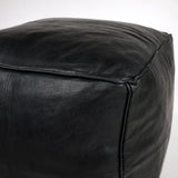 Handmade Moroccan Square Leather Pouf – Delivered Unstuffed – Ottoman, Footstool, Footrest, Hassock, Floor Cushion – Versatile Artisan Accent (Oiled Black)