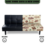 Suobstales Horse Cactus Cowboy Pattern Futon Slipcover Armless Sofa Cover Stretch Furniture Protector for Foldable Couch Bed with Elastic Bottom for Living Dining Room