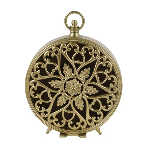 NIKKY HOME Gold Table Clock, Silent Non-Ticking Shelf Desk Top Clock Battery Operated Classic Design, Decorative Home Decor for Living Room, Fireplace Mantel, Desktop, Countertop