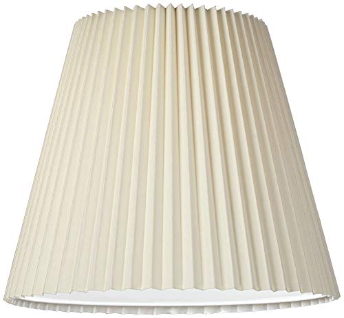 10" Top x 17" Bottom x 14 1/2" High x 14 3/4" Slant Lamp Shade (Pre-Assembled) Replacement Large Ivory White Bell Round Traditional Pleated Spider Harp Finial - Springcrest
