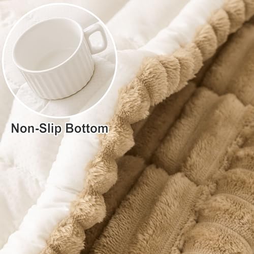 hyha Couch Cover for Dogs Washable, Non Slip Thick Flannel Sofa Protector, Pet Friendly Plush Furniture Cover for Sectional Sofa & Loveseat (Camel, 27.6" x 59")