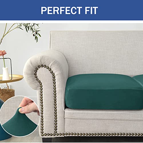 Velvet Cushion Covers, Strech Couch Cushion Cover, Individual Cushion Covers for Chair Loveseat Sofa Furniture Protector -Pink-L-2 Seater