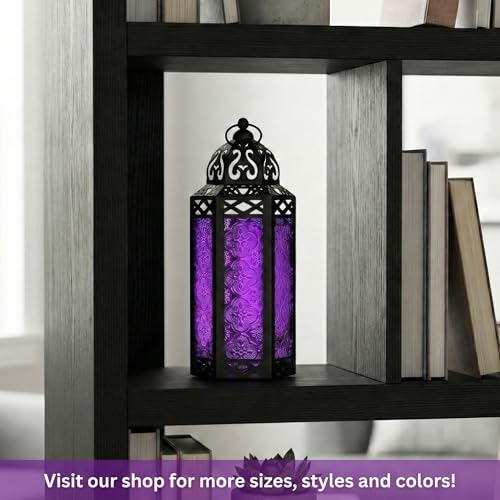 Vela Lanterns Decorative Indoor Moroccan Candle Holder, Purple, M