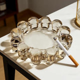 khtumeware Chic Smoky Bubble Glass Candle Dish – Modern Clear Glass Candle Holder for Tealights & Diffusers, Decorative Tray for Home & Tabletop Decor（1 Pack）