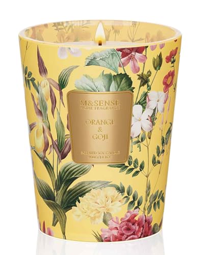 M&SENSE Orange Goji Soy Candle, 14.1oz, Summer Man Cave Housewarming Gift