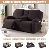 VANSOFY Recliner Loveseat Cover with Middle Console Stretch Reclining Sofa Slipcover for 2 Seat Jacquard Reclining Couch Sofa Covers Furniture Protector with Elastic Straps Bottom(Chocolate)