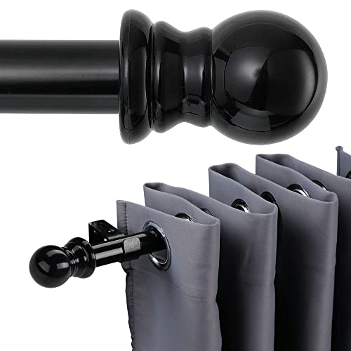 Curtain Rod, 48" - 84" Black Curtain Rods for Windows, 1" Diameter Decorative Adjustable Curtain Rod with Brackets for Room Divider, Bedroom, Living room, Kitchen, Bathroom