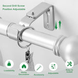 LLPJS Curtain Rod Bracket Adjustable, Drapery Rod Holder Hooks Support Hangers for 1 inch Diameter Window Curtain Rods (Satin Silver, 3-Pack)
