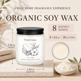 Scented Candles Gift Set for Women, 8-Piece Soy Candles in Frosted Glass