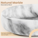 FNTSTICGOODS Marble Decorative Bowl - 7.5" White/Grey Solid Marble Centerpiece - Handmade Stone Fruit Bowl - Catch-All or Key Bowl for Kitchen - Modern Minimalist Decor
