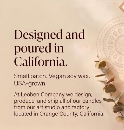 LEOBEN CO – Amber Saffron Scented Candle – 18oz, Heirloom Collection Design – 80 hr Burn Time – Poured in California Using Vegan Soy Wax and Essential Oils – Made in Small Batches