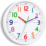 Silent Kids Wall Clock – Non-Ticking, Battery-Powered, Ideal for Teaching Time and Stylish Décor in Any Room - 8 Inch