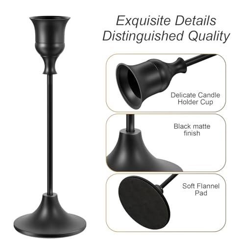 NLBTW Black Candlestick Holders, Metal Taper Candle Holder, Set of 3