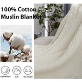 Simple&Opulence Cotton Muslin Throw Blanket for Bed, Couch, Knit Woven Gauze Blanket with Tassels, Soft Lightweight Cozy Pre-Washed Breathable Farmhouse Decoration for All-Season (Cream)