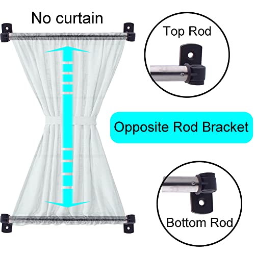 YYST Type A 16" to 39.5" Swivel End Window Curtain Sash Rod for Top & Bottom Doors & Sidelights Petite Café Sidelight Rods W Screws (Black-2)