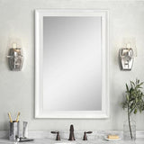 CULER White Wall Mirror for Bathroom,Rectangle Rustic 24 x 36 inch Hanging Vanity Mirrors with Wood Grain Pattern for Living Room,Bedroom,Entryway (24x36 inch, White)