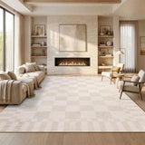GarveeHome Beige Checkered Rug 5x7 Area Rugs Washable Checkerbroad 5x7 Rug