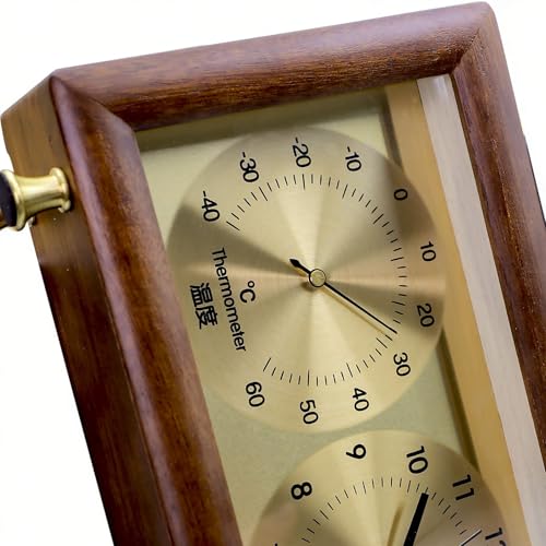 Adventurers Walnut Multifunctional Desk Clock with Temperature & Humidity Sensor, Solid Wood Frame, Elegant Gift for Living Room & Study Decor